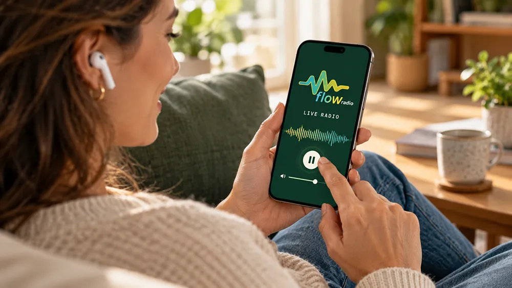 lady with flow radio app
